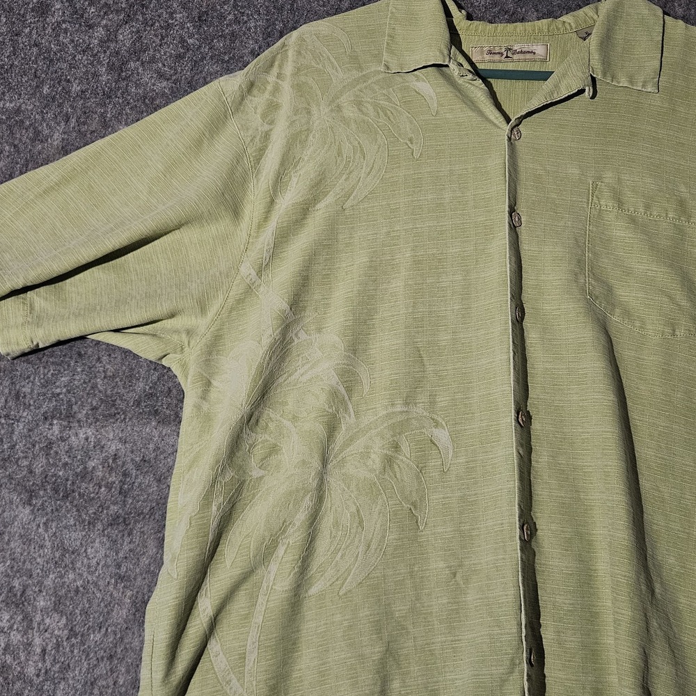 Tommy Bahama Shirt Mens XL Green Floral Palm Tree Silk Button Up Hawaiian Camp - Picture 4 of 9